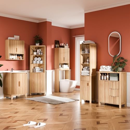 VINGLI 68 Tall Corner Cabinet with Fluted Doors