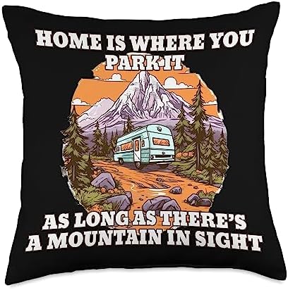 Caravan Mobile Home RV Camper Throw Pillow 18x18 Multicolor