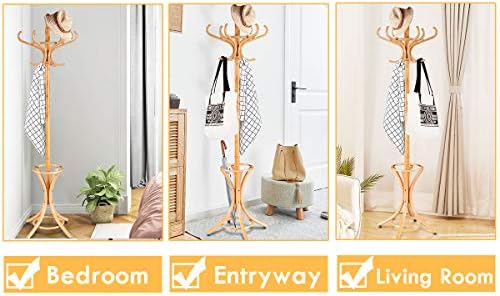 Tangkula 755 Inch Standing Coat Rack with 12 Hooks and Umbrella Stand