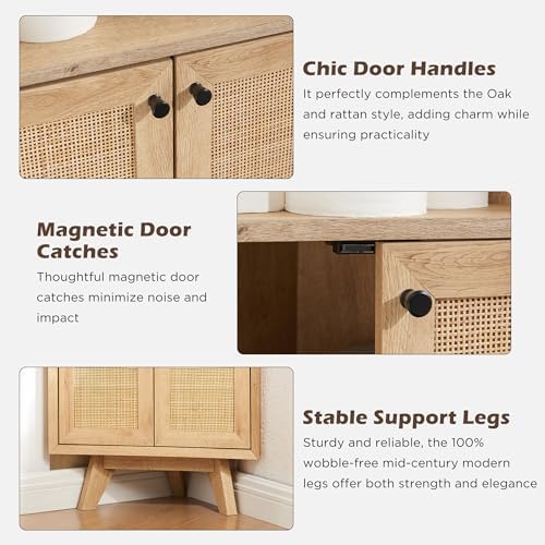 OKD Natural Rattan Corner Cabinet 68 Tall