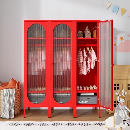 1 Door Metal Locker Cabinet for Kids Bedroom School Classroom Office Red