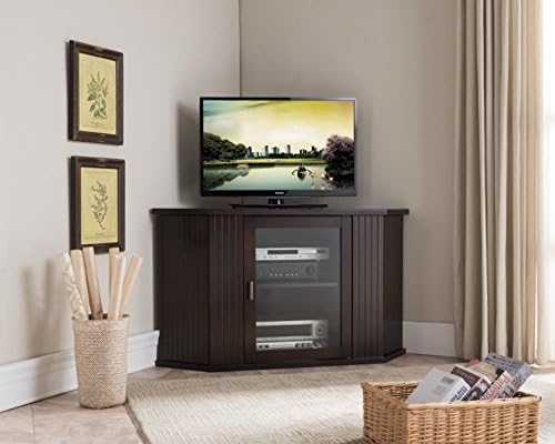 Kings Brand 47-Inch Walnut Wood Corner TV Stand