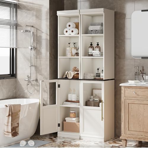 IDEALHOUSE 70 Inch Tall Narrow Bathroom Cabinet with Open Shelves