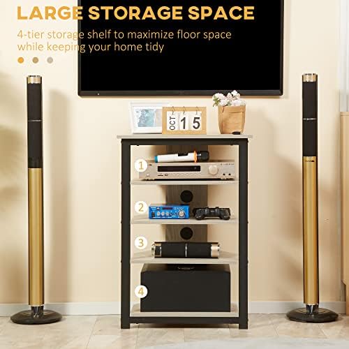 HOMCOM 4-Tier Media Stand with Cable Management Gray