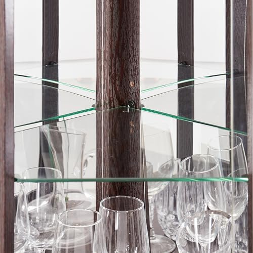 Ball Cast Lighted Corner Curio Cabinet with Glass Doors