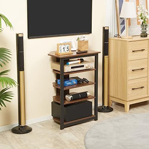 HOMCOM 4-Tier Media Stand with Cable Management Brown