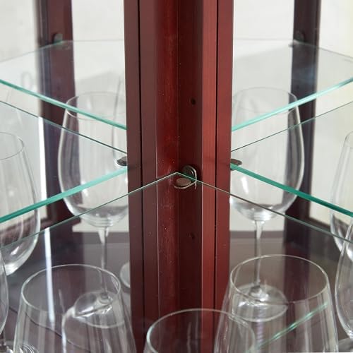 Lighted Corner Cabinet with Glass Doors and Adjustable Shelves