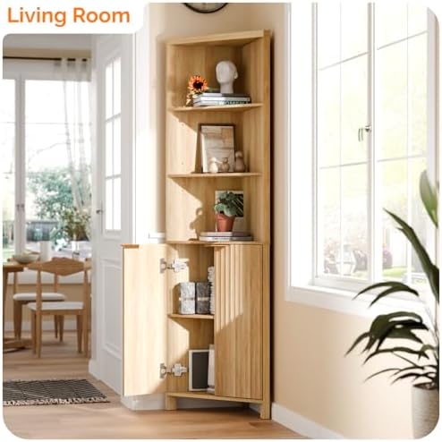 VINGLI 68 Tall Corner Cabinet with Fluted Doors