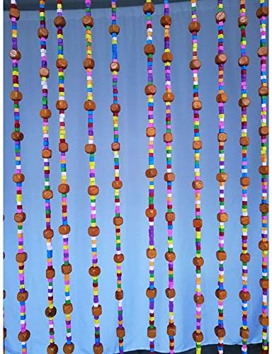 OKUOKA 45 Strands Wood Bead Door Curtain 90x220cm