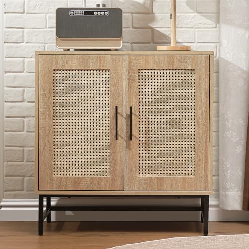 Modern Storage Cabinet with PE Rattan Door