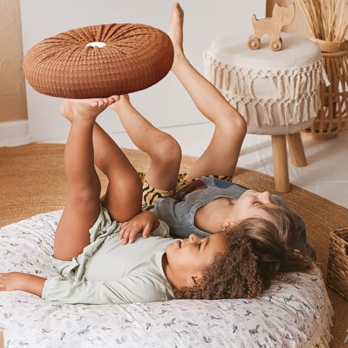 Round Throw Pillow 16 Inches Ivory Boho Decorative