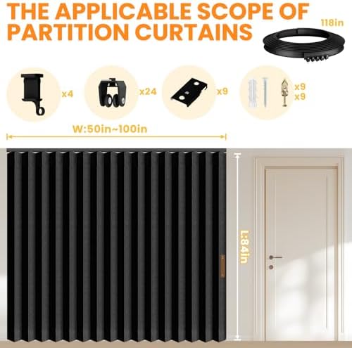 AJAZZ Blackout Accordion Room Divider Curtains