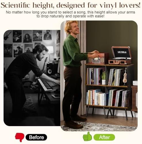 X-cosrack 3-Tier Record Player Stand with Storage