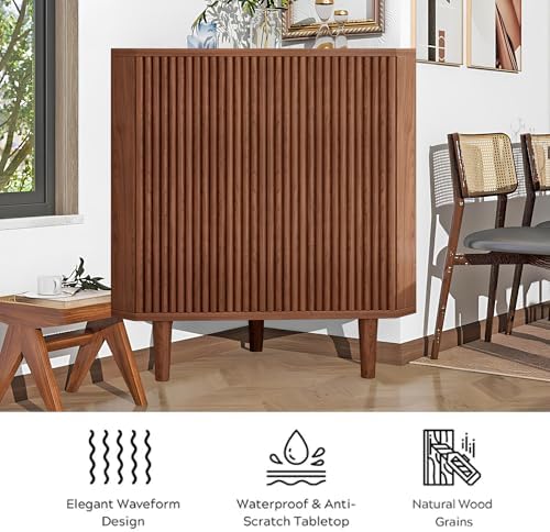 Vudanfe Fluted Floor Corner Kitchen Cabinet Organizer