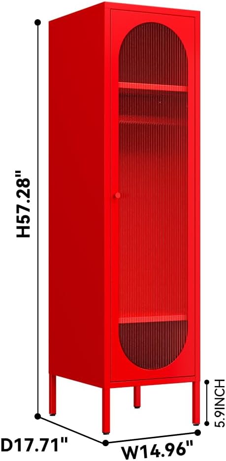 1 Door Metal Locker Cabinet for Kids Bedroom School Classroom Office Red