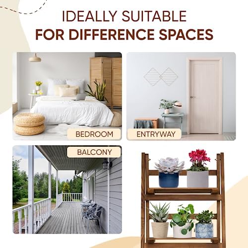 IDZO 4 Tier Wooden Ladder Shelf Storage Unit
