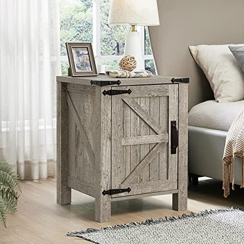 OKD Nightstand with Charging Station and Barn Door