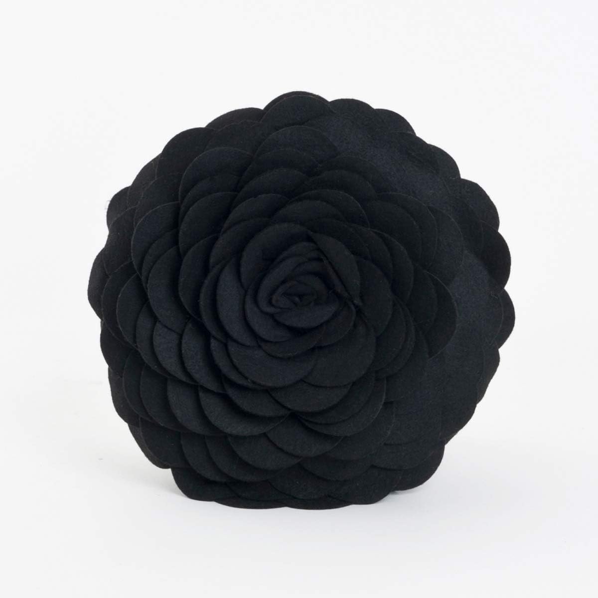 SARO LIFESTYLE Flower Design Throw Pillow Black 16 Inch