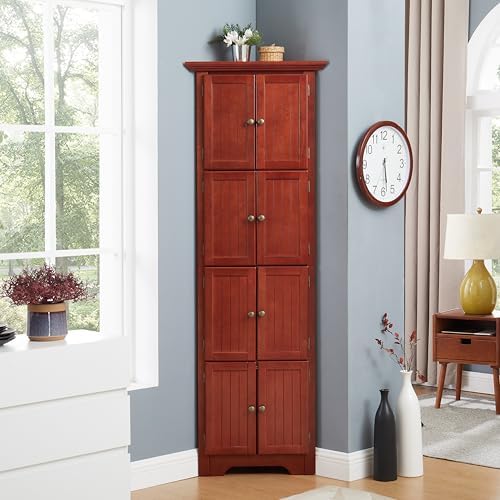 Vierniya Corner Storage Cabinet with 4-Tier Adjustable Shelves