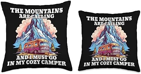Caravan RV Camper Throw Pillow 16x16 Multicolor