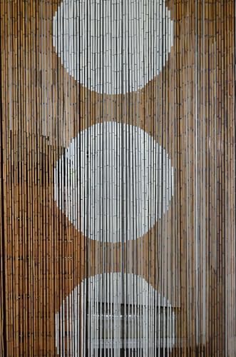 Bamboo Beaded Curtain for Doorway Triple Black White Circles