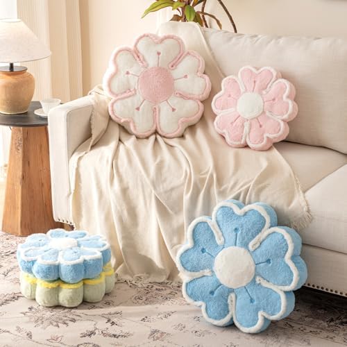 Flower Shaped Decorative Throw Pillow for Bed and Couch Pink 137 Inches