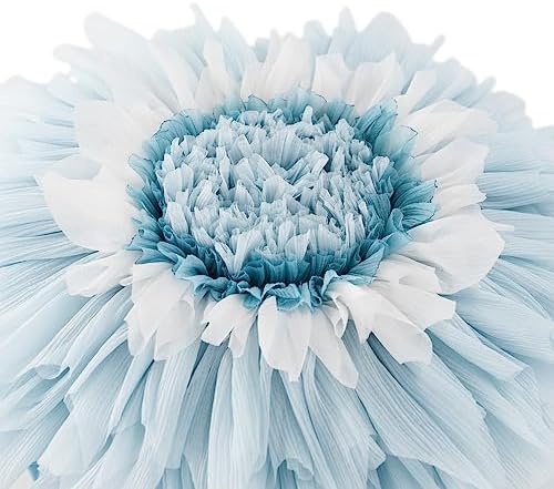 3D Flower Throw Pillow 14 inch Blue Velvet Decor