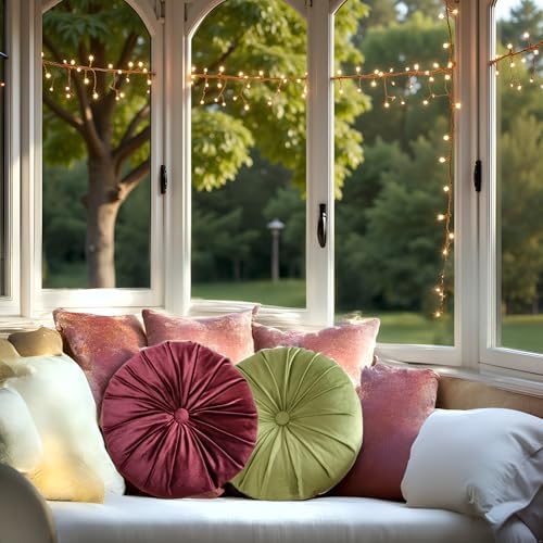 Velvet Round Throw Pillow with Pumpkin Design Dark Coffee 138