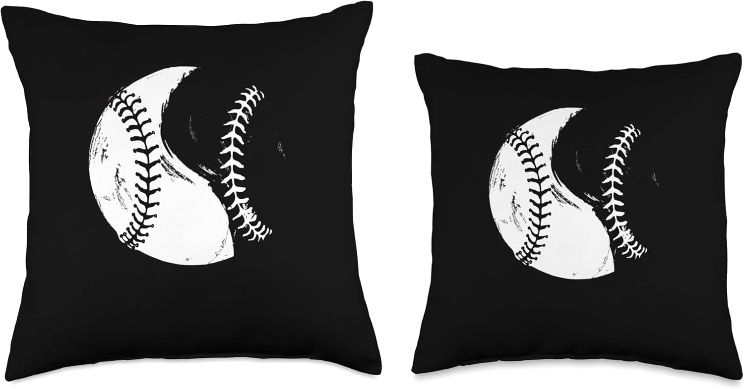 Baseball Yin Yang Catcher Pitcher Throw Pillow