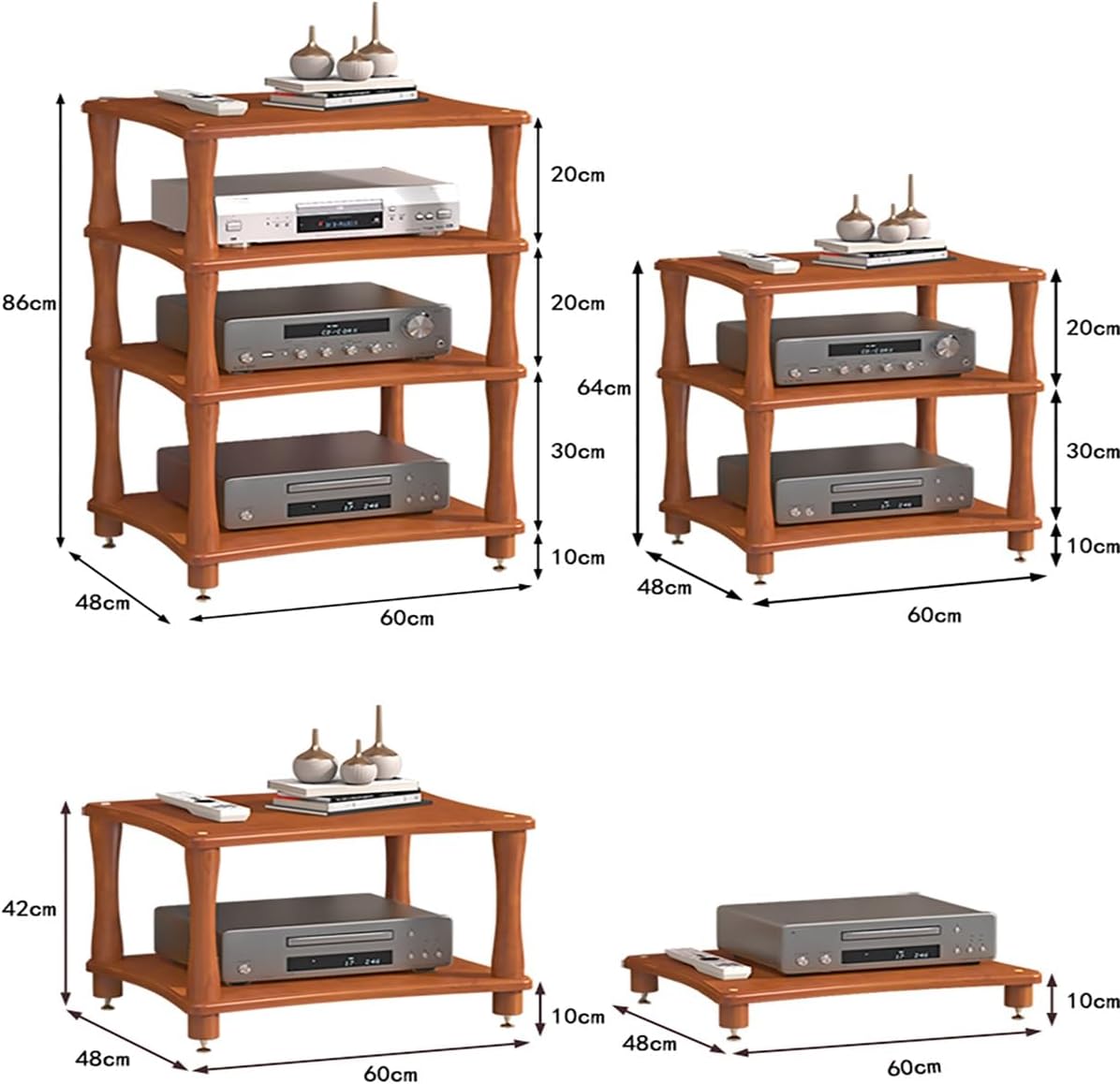 Kaverno 4 Tier Audio Visual Media Stand Corner Shelf