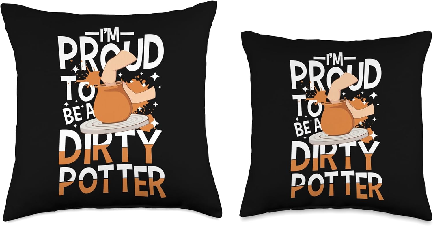 Pottery Clay Ceramics Throw Pillow 16x16 Multicolor
