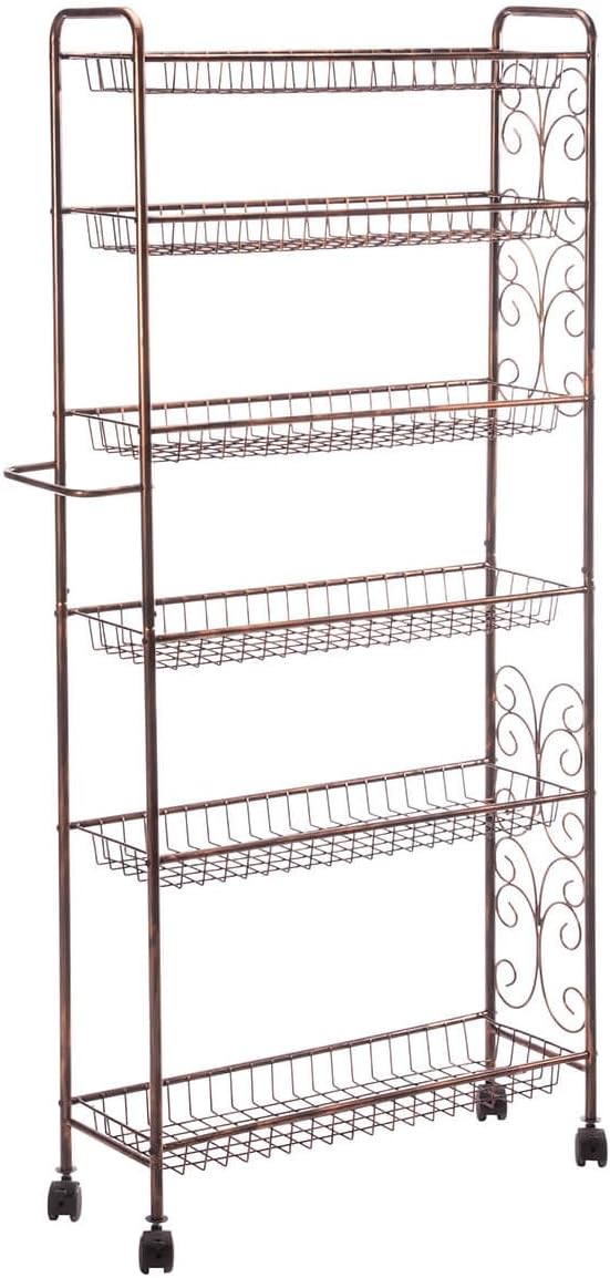 Miles Kimball Rolling Antique Wire 6-Shelf Storage Cart