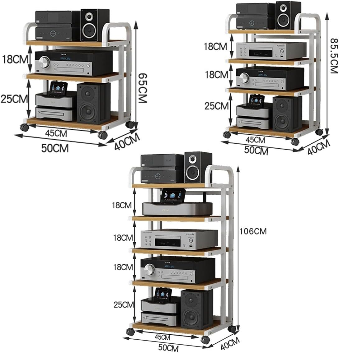 3 Tier AV Media Stand Corner Shelf with Wheels