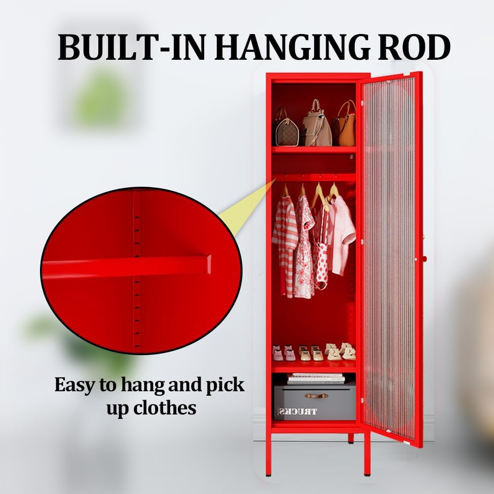 1 Door Metal Locker Cabinet for Kids Bedroom School Classroom Office Red