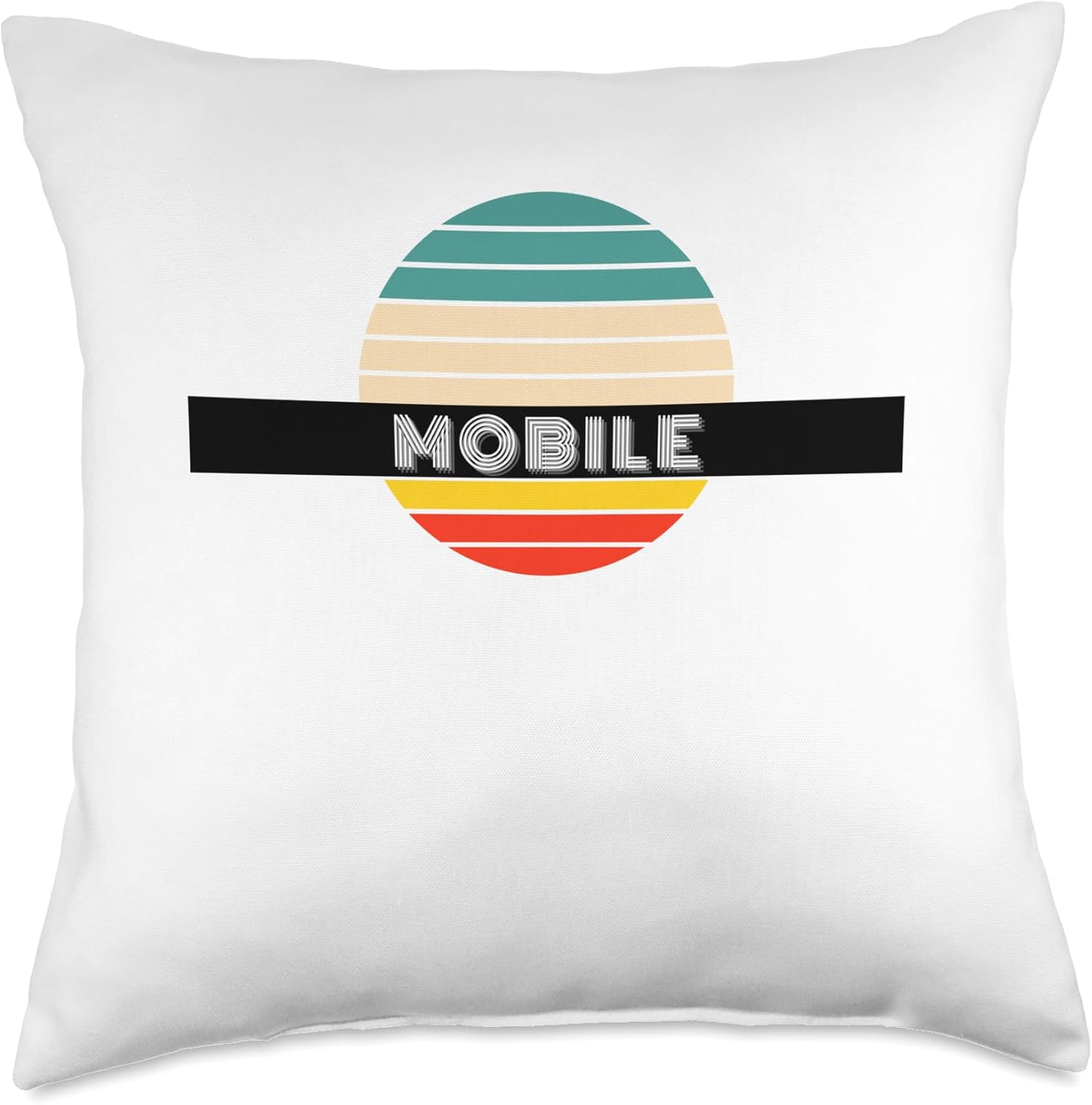 Mobile City Retro Design Throw Pillow 18x18 Multicolor