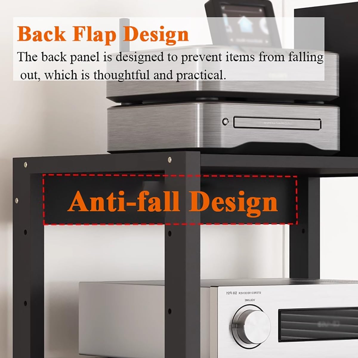 3 Tier Audio Video Component Rack with Adjustable Shelves