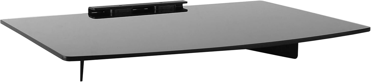 Mount-It Cable Box Tempered Glass Shelf Wall Mount 22 lbs Capacity Black