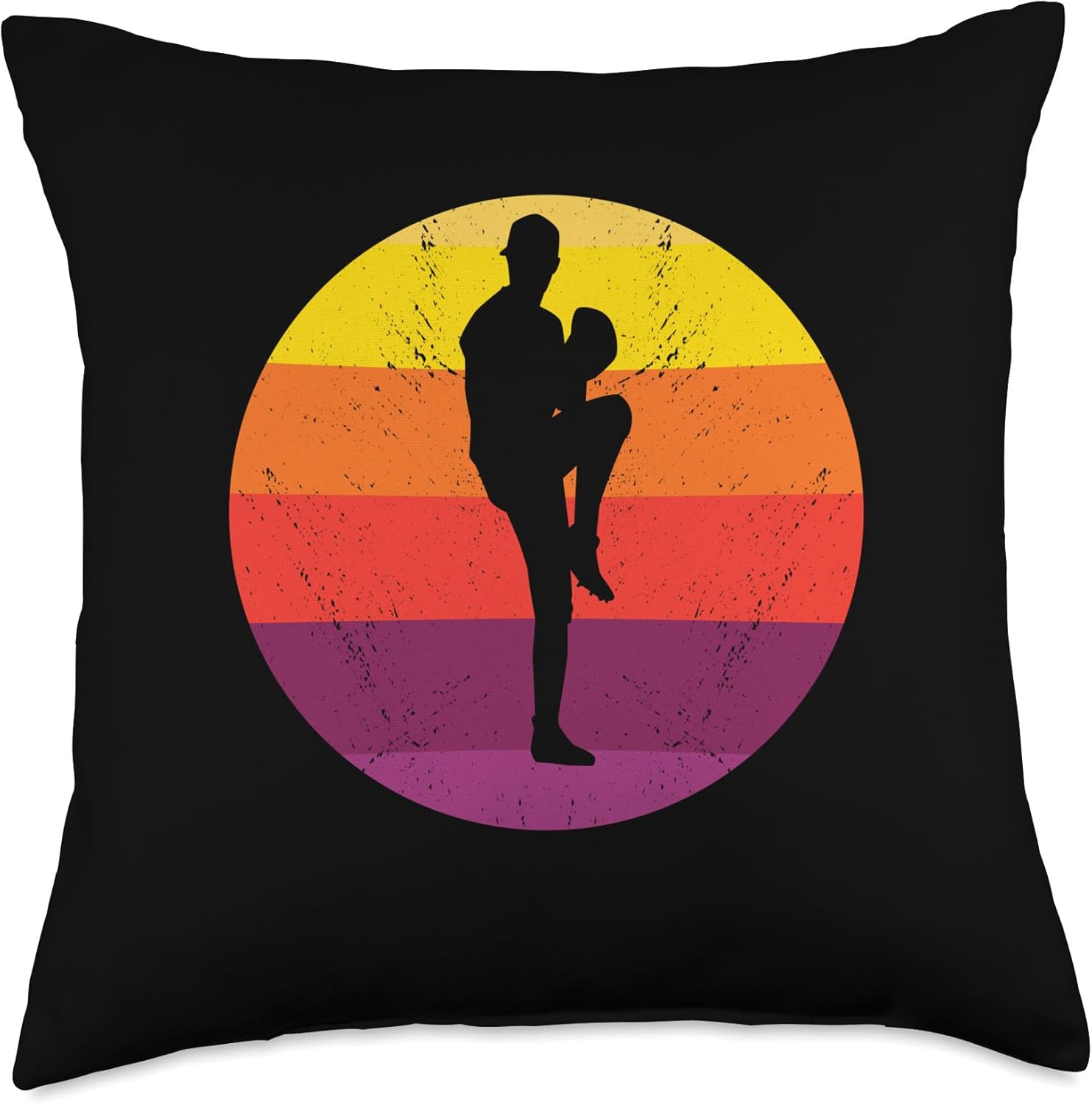 Retro Pitcher Baseball Throw Pillow