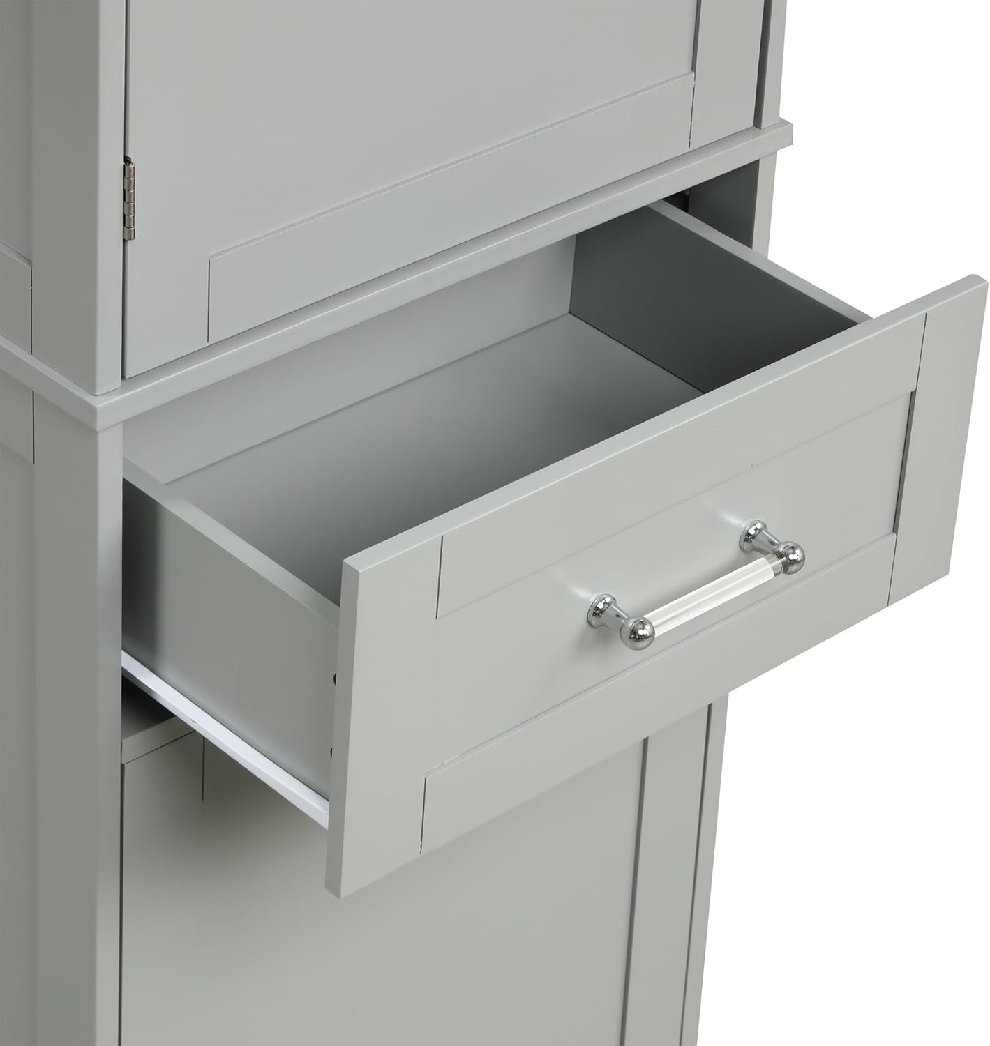 Tall Bathroom Cabinet with Two Drawers and Adjustable Shelf