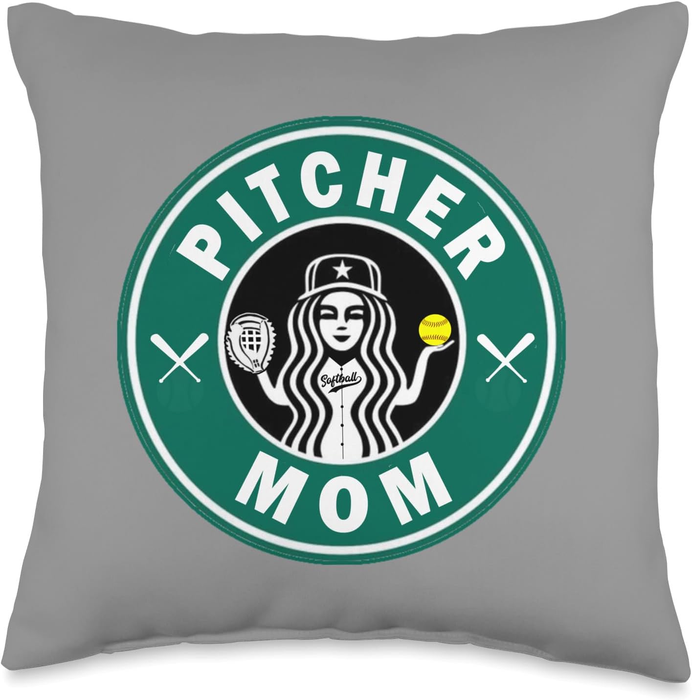 Softball Pitcher for Girls Throw Pillow 16x16 Multicolor