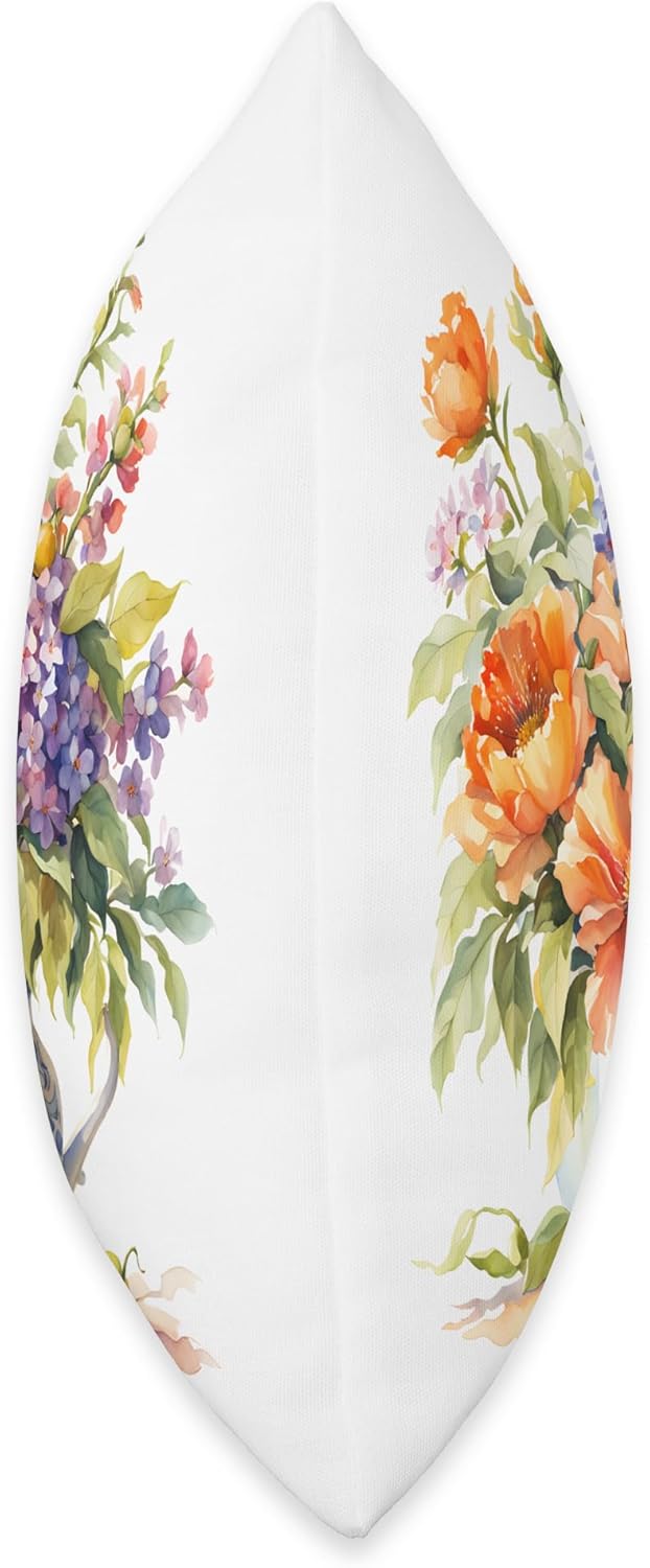 Cottage Core Watercolor Flowers Throw Pillow