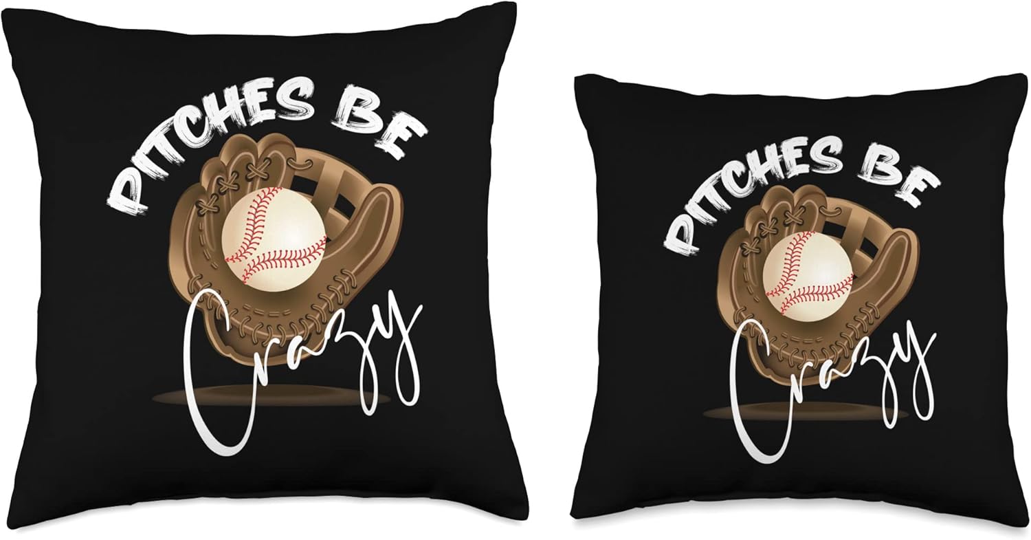 Pitches Be Crazy Vintage Softball Throw Pillow