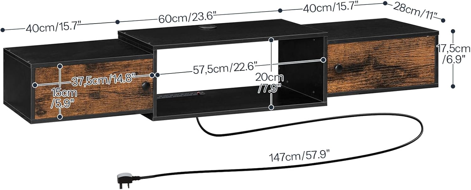 HOOBRO 55 Floating TV Stand with Power Outlets