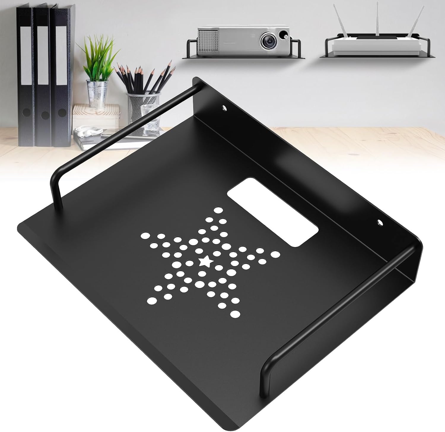 AIYOTAR Projector Shelf Wall Mount for Router Speaker Cable Box
