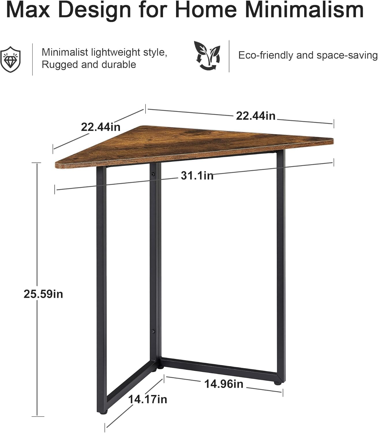 VECELO Corner Shelf Metal Frame End Table for Small Spaces