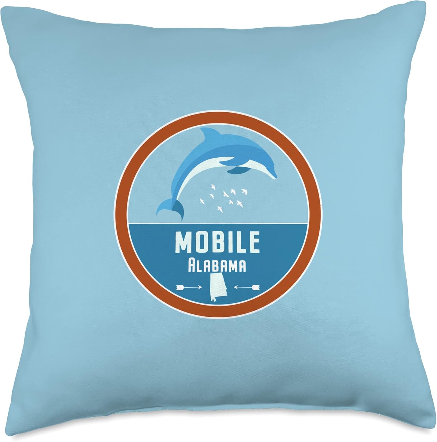 Mobile Alabama Beach Dolphin Throw Pillow