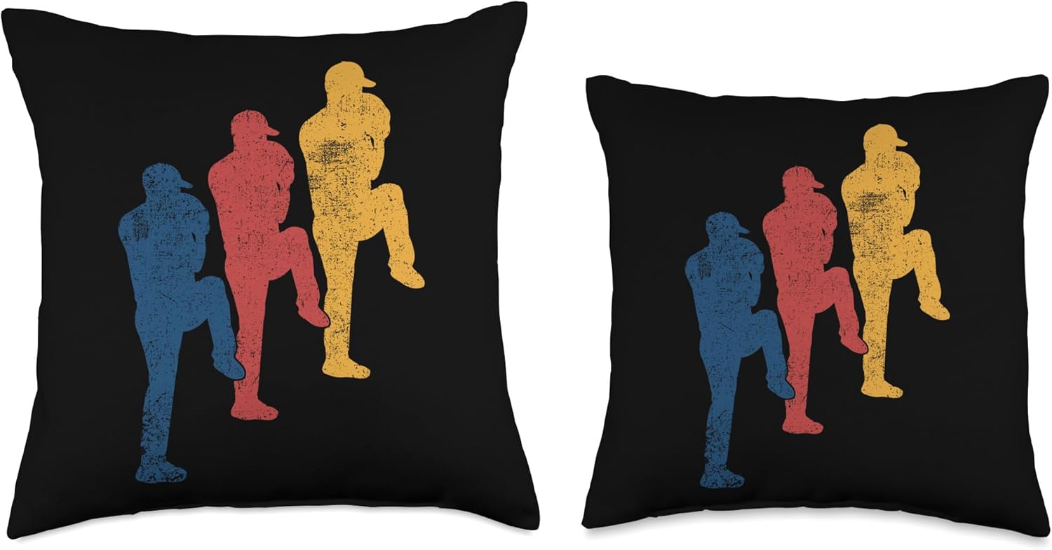 Baseball Pitcher Throw Pillow with Double Sided Design