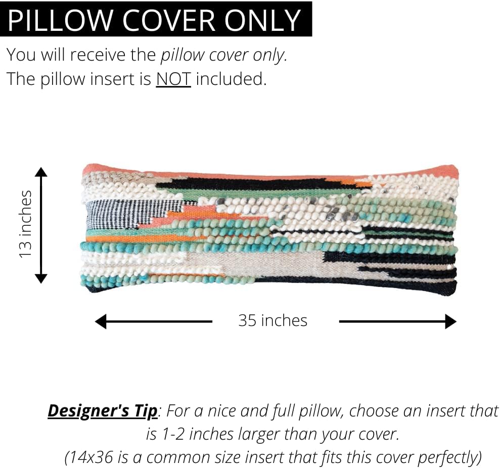 CASA BOHO Wool Throw Pillow Cover 13x35