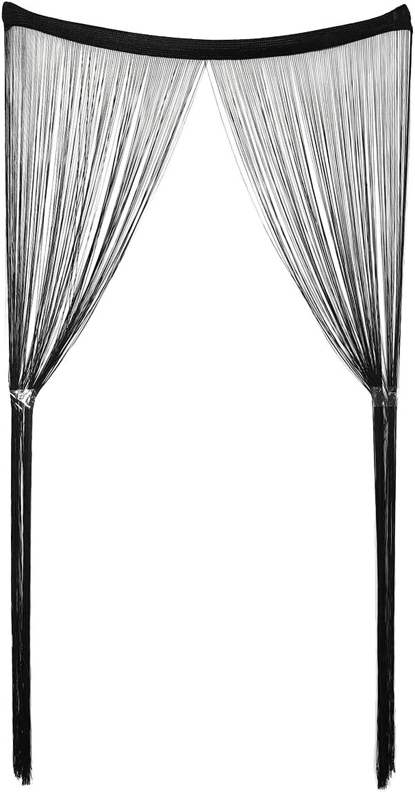 ARTIBETTER Black String Curtain Tassel Valance Room Divider