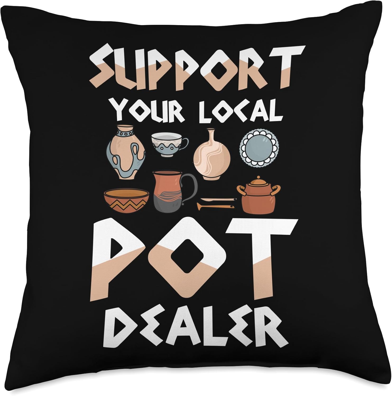 Pottery Clay Craft Throw Pillow 18x18 Multicolor
